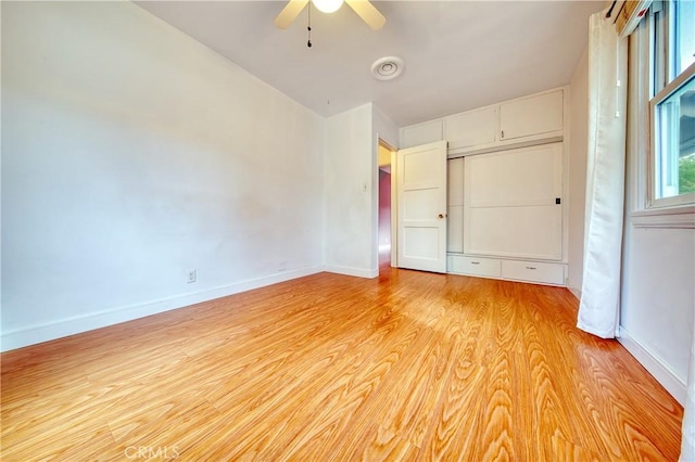 3611 4th Ave, La Crescenta, CA 91214 - unfurnished bedroom featuring light wood-style flooring, a closet, baseboards, and ceiling fan