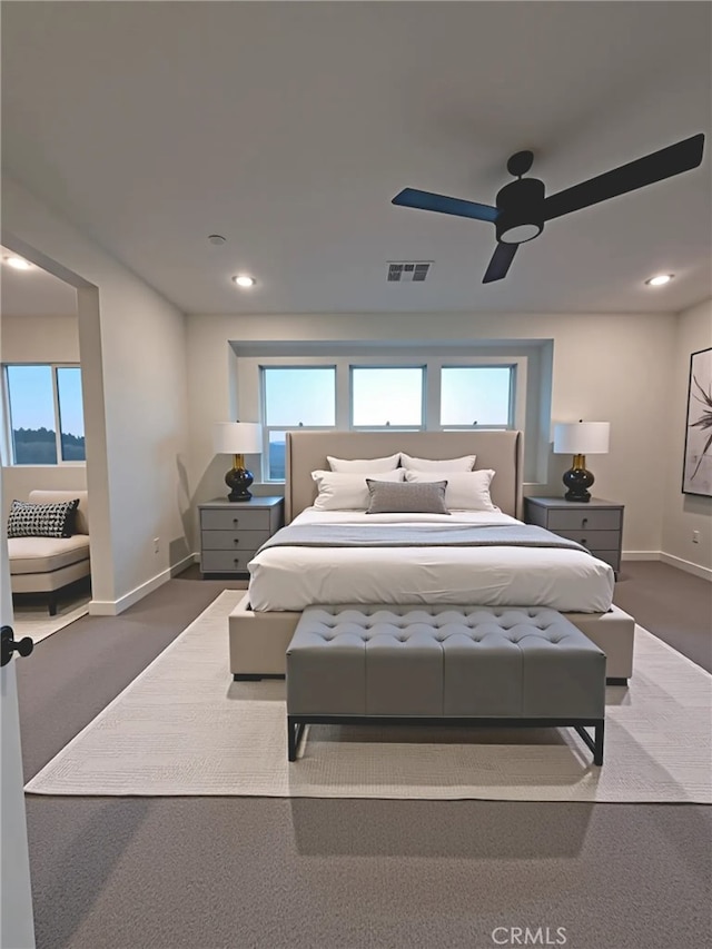 27824 Marquee Dr, Valencia, CA 91381 - carpeted bedroom with recessed lighting and ceiling fan
