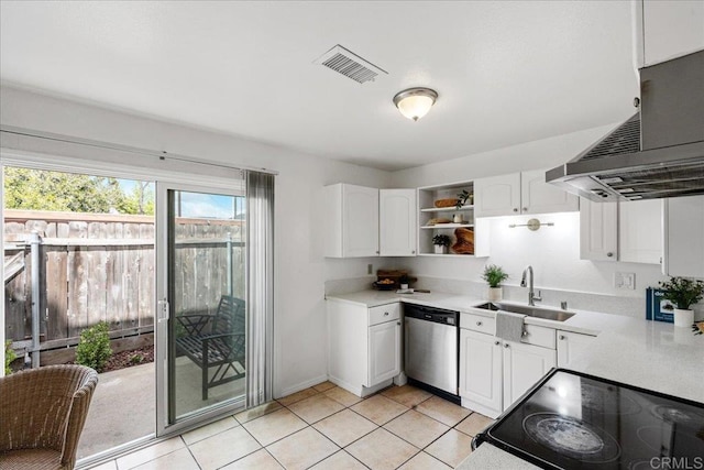 888 Cherrywood Way Unit 20, El Cajon, CA 92021 - kitchen with under cabinet range hood, a sink, visible vents, dishwasher, and range with electric cooktop