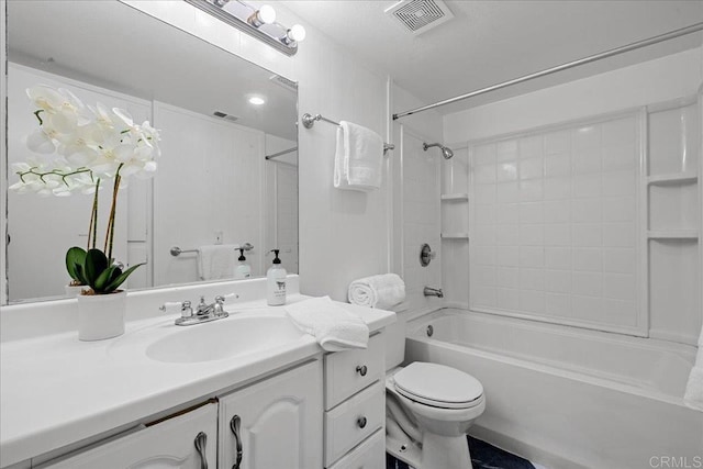 888 Cherrywood Way Unit 20, El Cajon, CA 92021 - bathroom with visible vents, toilet, vanity, and shower / bathtub combination