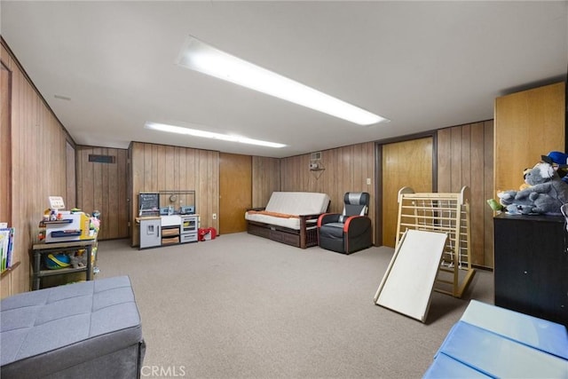 4228 Willow Trl, Frazier Park, CA 93225 - carpeted living area featuring wood walls