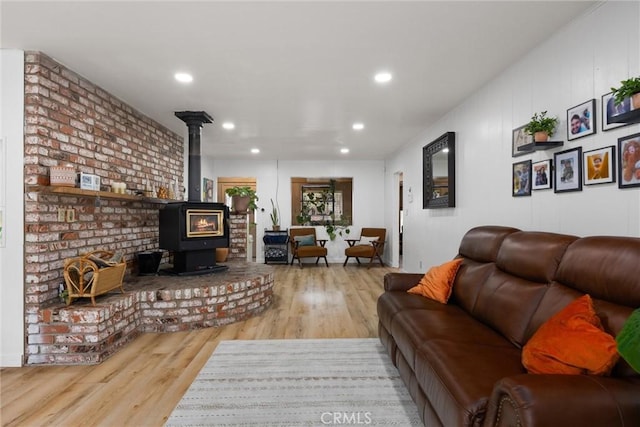 4228 Willow Trl, Frazier Park, CA 93225 - living area with wood finished floors, a wood stove, and recessed lighting