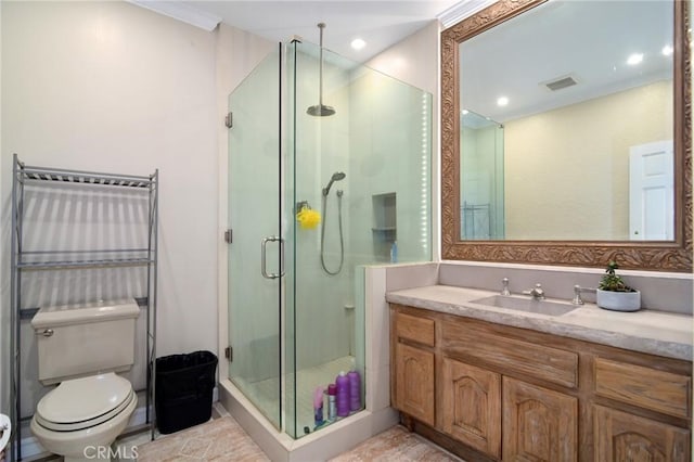 29528 Ridgeway Dr, Agoura Hills, CA 91301 - bathroom with toilet, a stall shower, and vanity