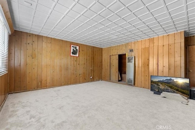 300 Palisade St, Pasadena, CA 91103 - unfurnished living room with wood walls, carpet, and gas water heater