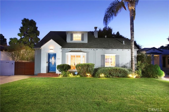 1628 Santa Rosa Ave, Glendale, CA 91208 - view of front of home featuring a front lawn, a chimney, fence, and concrete driveway