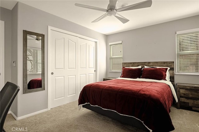 1207 Grass Valley Rd, Lake Arrowhead, CA 92352 - carpeted bedroom featuring a closet, ceiling fan, and baseboards