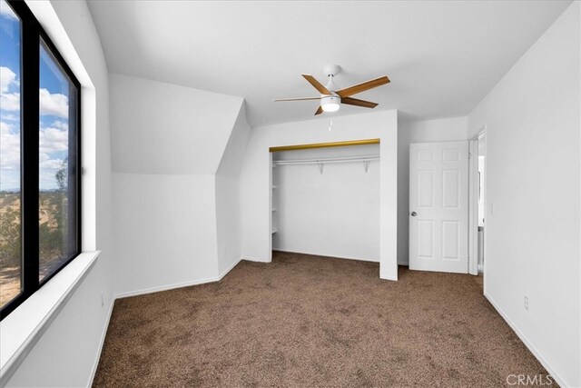 951 N Kuna Ave, Landers, CA 92285 - unfurnished bedroom featuring carpet floors, a closet, and ceiling fan
