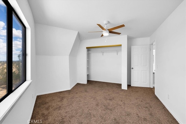 951 N Kuna Ave, Landers, CA 92285 - unfurnished bedroom featuring carpet flooring, a closet, and ceiling fan