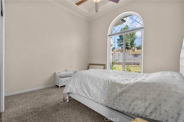 1403 Sonora St, San Bernardino, CA 92404 - carpeted bedroom with baseboards, ornamental molding, and a ceiling fan