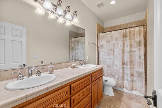 1403 Sonora St, San Bernardino, CA 92404 - bathroom with tile patterned floors, a sink, toilet, and visible vents