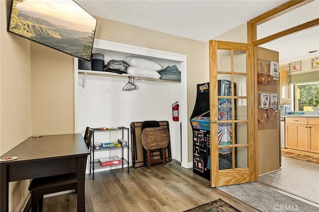 interior space with wood finished floors