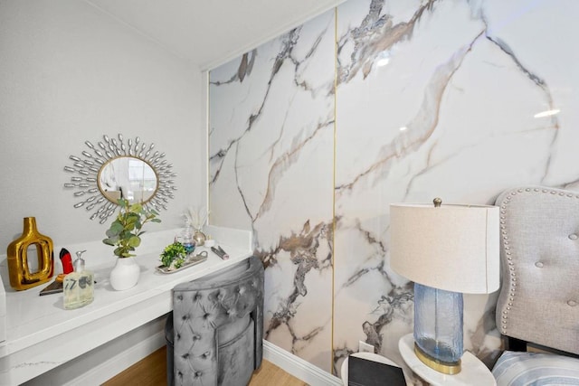 bathroom featuring wood finished floors
