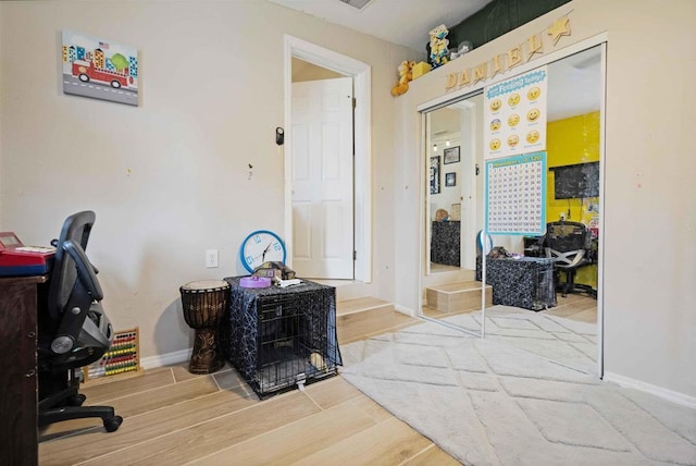 804 S 37th St, San Diego, CA 92113 - hall with wood finished floors, baseboards, and an office area