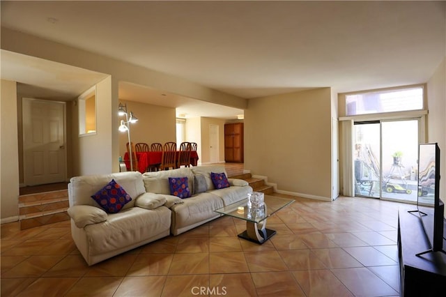 3477 Avenida Simi, Simi Valley, CA 93063 - living area with light tile patterned floors and baseboards