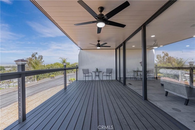 10220 Balmoral Ct, Riverside, CA 92503 - wooden terrace featuring ceiling fan