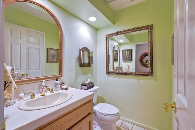 29839 Circle R Creek Ln, Escondido, CA 92026 - bathroom featuring vanity, toilet, tile patterned floors, and recessed lighting