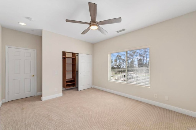 20191 Deerben Rd, Ramona, CA 92065 - unfurnished bedroom with light colored carpet, baseboards, a closet, and ceiling fan