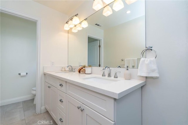 24461 Peacock St, Lake Forest, CA 92630 - full bath featuring double vanity, toilet, tile patterned flooring, and baseboards