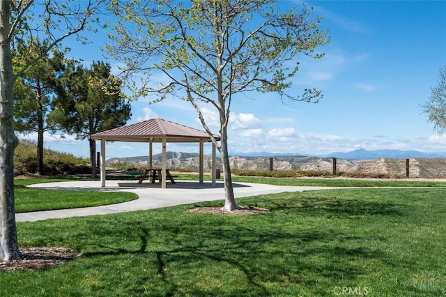 14209 Wrangell Ln, Canyon Country, CA 91387 - view of community with a gazebo, a yard, and a mountain view