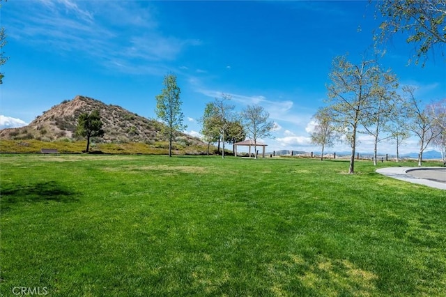 14209 Wrangell Ln, Canyon Country, CA 91387 - view of community featuring a gazebo, a yard, and a mountain view