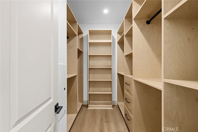 spacious closet with light wood-style floors