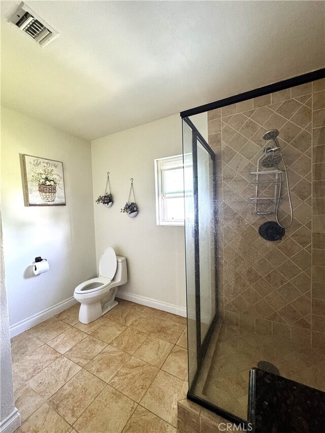 234 Santa Rosa Rd, Arcadia, CA 91007 - full bathroom with toilet, a stall shower, baseboards, and visible vents