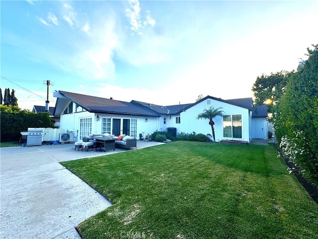 234 Santa Rosa Rd, Arcadia, CA 91007 - back of property featuring an outdoor living space, a patio, fence, and a lawn