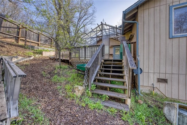 11575 Loch Lomond Rd, Middletown, CA 95461 - view of yard with a wooden deck, stairs, and fence