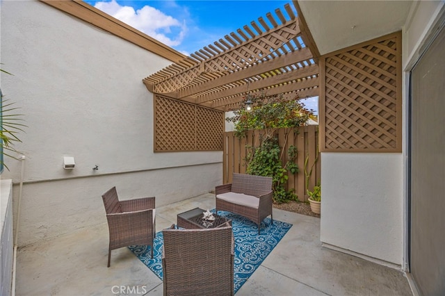 3604 Calle Casino, San Clemente, CA 92673 - view of patio with an outdoor living space, fence, and a pergola