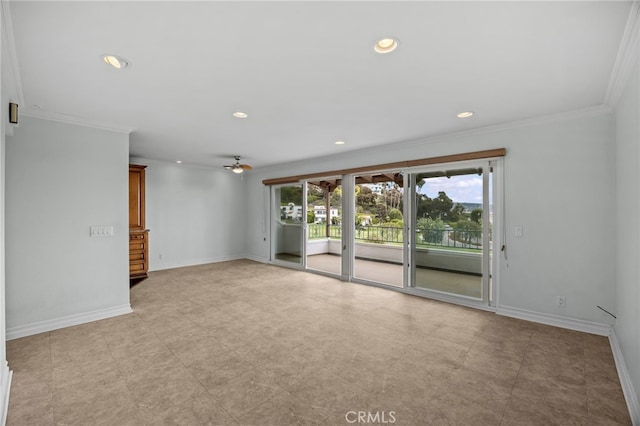 3604 Calle Casino, San Clemente, CA 92673 - spare room with baseboards, recessed lighting, and ornamental molding