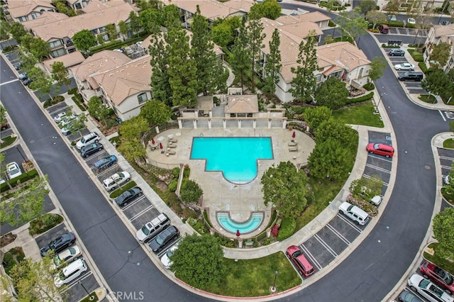 aerial view with a residential view