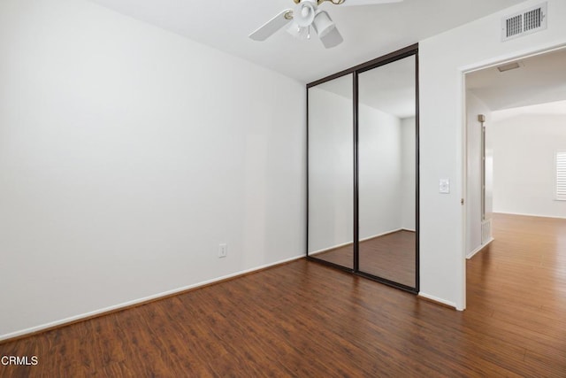 5216 Hillridge Dr, Camarillo, CA 93012 - unfurnished bedroom with wood finished floors, a closet, and ceiling fan