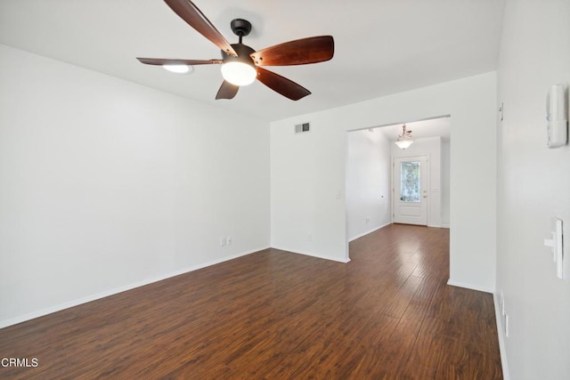 5216 Hillridge Dr, Camarillo, CA 93012 - spare room featuring dark wood-style flooring and ceiling fan