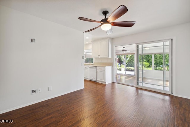 5216 Hillridge Dr, Camarillo, CA 93012 - unfurnished living room with a ceiling fan and dark wood-type flooring