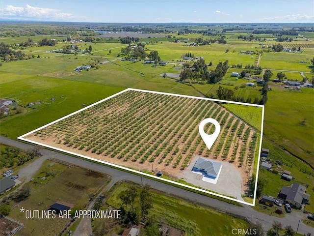 drone / aerial view with a rural view