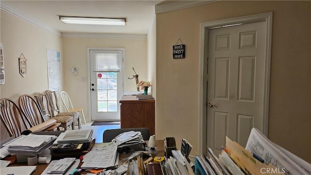 interior space with crown molding