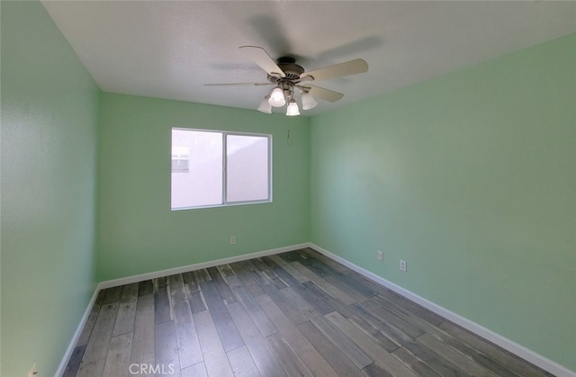 11102 Avolencia Pl, Garden Grove, CA 92840 - empty room featuring ceiling fan, dark wood-style flooring, and baseboards