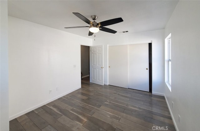 11102 Avolencia Pl, Garden Grove, CA 92840 - unfurnished bedroom with wood finished floors, a closet, a ceiling fan, and baseboards