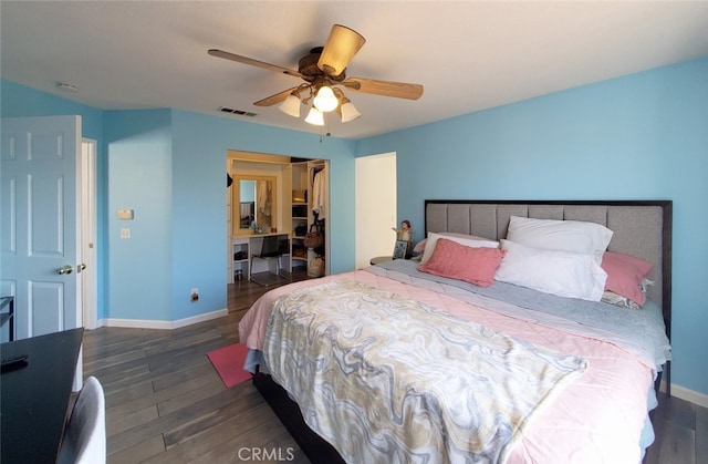 11102 Avolencia Pl, Garden Grove, CA 92840 - bedroom featuring wood finished floors, baseboards, a closet, and a ceiling fan