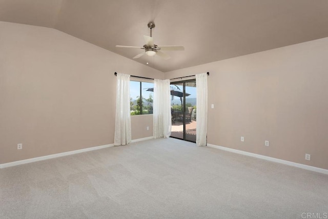 13336 Corte De Comares, San Diego, CA 92128 - empty room with lofted ceiling, a ceiling fan, and light colored carpet