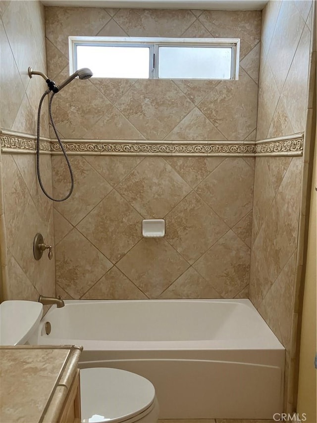 56707 Desert Gold Dr, Yucca Valley, CA 92284 - bathroom with tub / shower combination and vanity