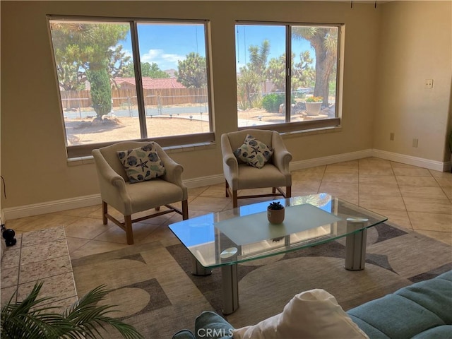 56707 Desert Gold Dr, Yucca Valley, CA 92284 - living area featuring tile patterned floors and baseboards