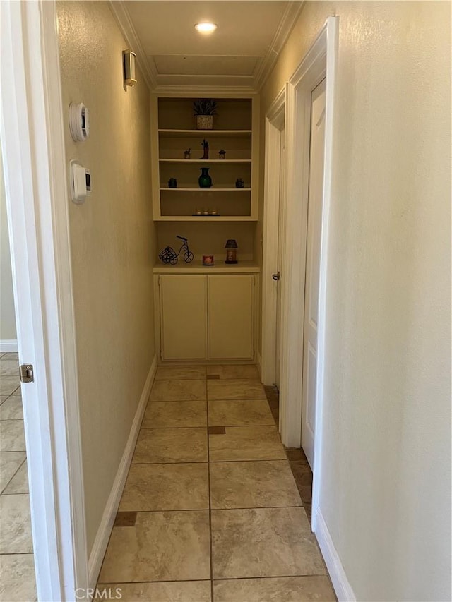 56707 Desert Gold Dr, Yucca Valley, CA 92284 - hall featuring ornamental molding and baseboards