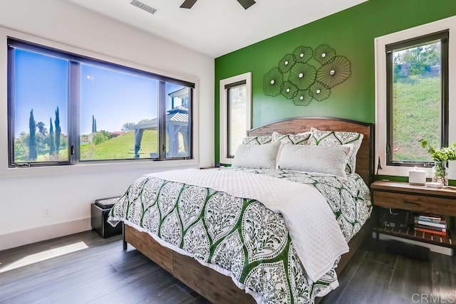 2255 Via Dulcea, Fallbrook, CA 92028 - bedroom with multiple windows, wood finished floors, and ceiling fan