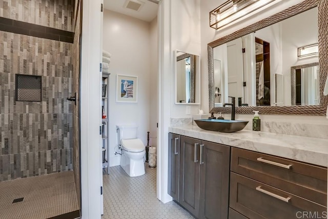 2255 Via Dulcea, Fallbrook, CA 92028 - full bathroom with vanity, a tile shower, and tile patterned flooring