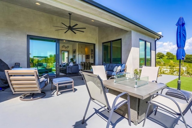 2255 Via Dulcea, Fallbrook, CA 92028 - view of patio featuring an outdoor hangout area, a ceiling fan, and outdoor dining area