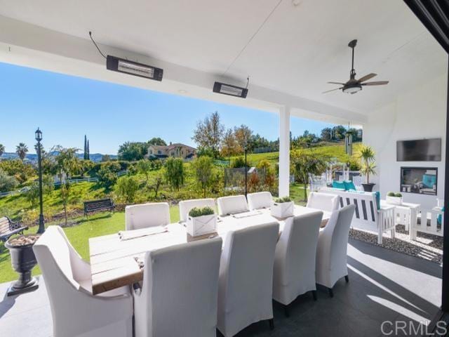 2255 Via Dulcea, Fallbrook, CA 92028 - view of patio / terrace featuring outdoor dining area, ceiling fan, and outdoor lounge area