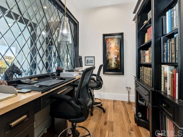 2255 Via Dulcea, Fallbrook, CA 92028 - office area with baseboards and light wood-type flooring