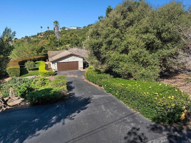 view of front of house featuring a garage and aphalt driveway