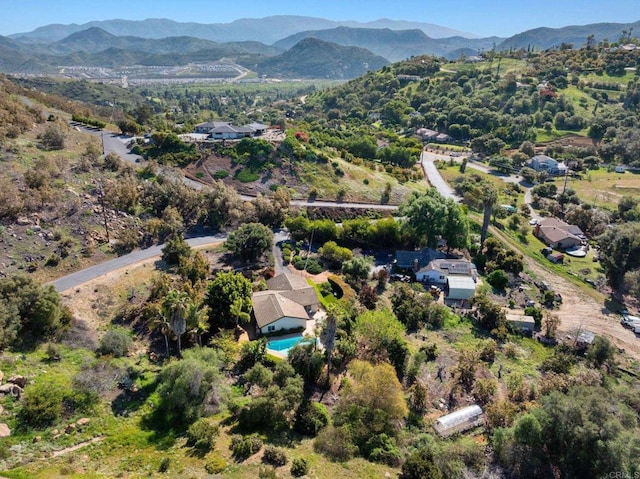 aerial view featuring a mountain view